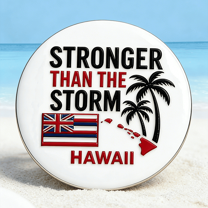 Stronger Than the Storm Hawaii Brooch Hawaiian Flag Pin Galathreads Gift Idea
