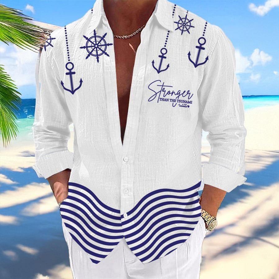 Stronger Than The Tsumani Anchor Hawaiian Shirt Galathreads Shirt Father's Day Gift