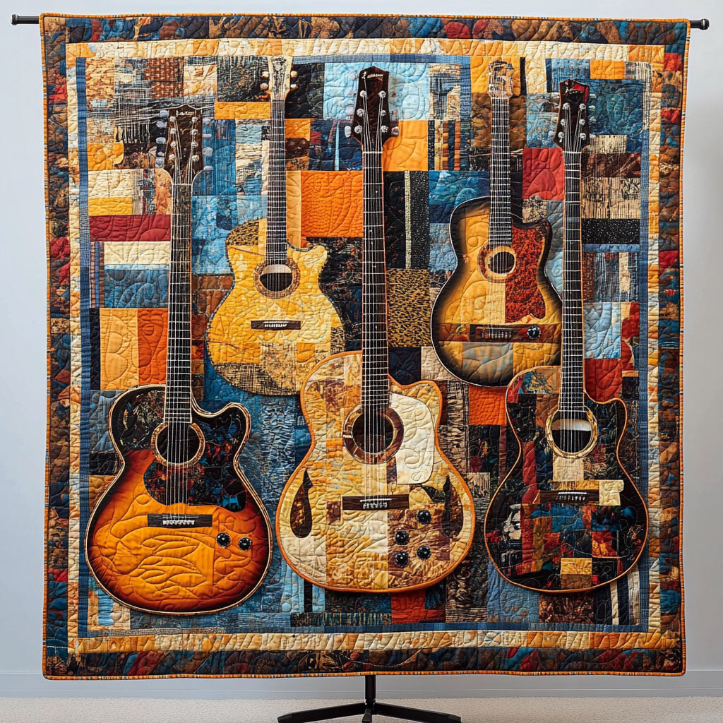 Strumming Colors Quilted Blanket Gift Ideas For Music Lovers