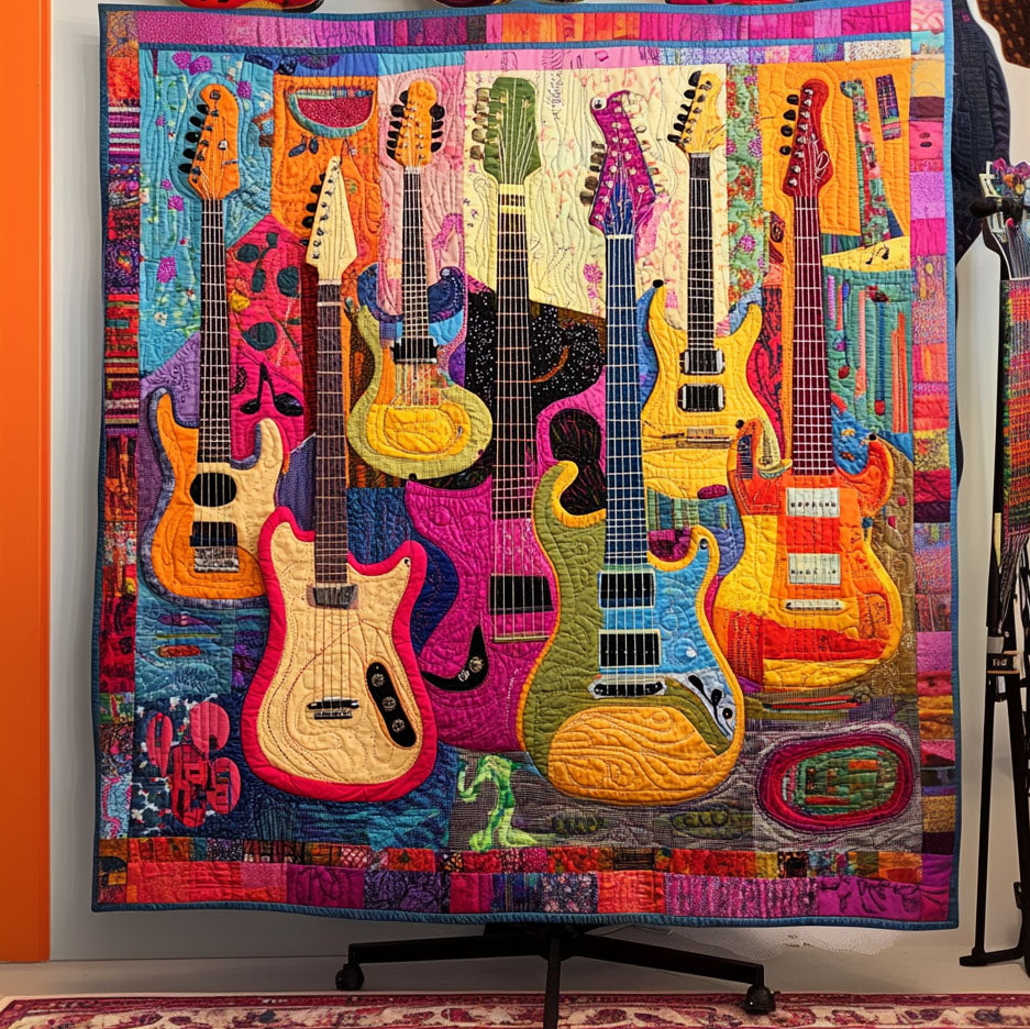 Strumming Symphony Quilted Blanket Gift Ideas For Music Lovers