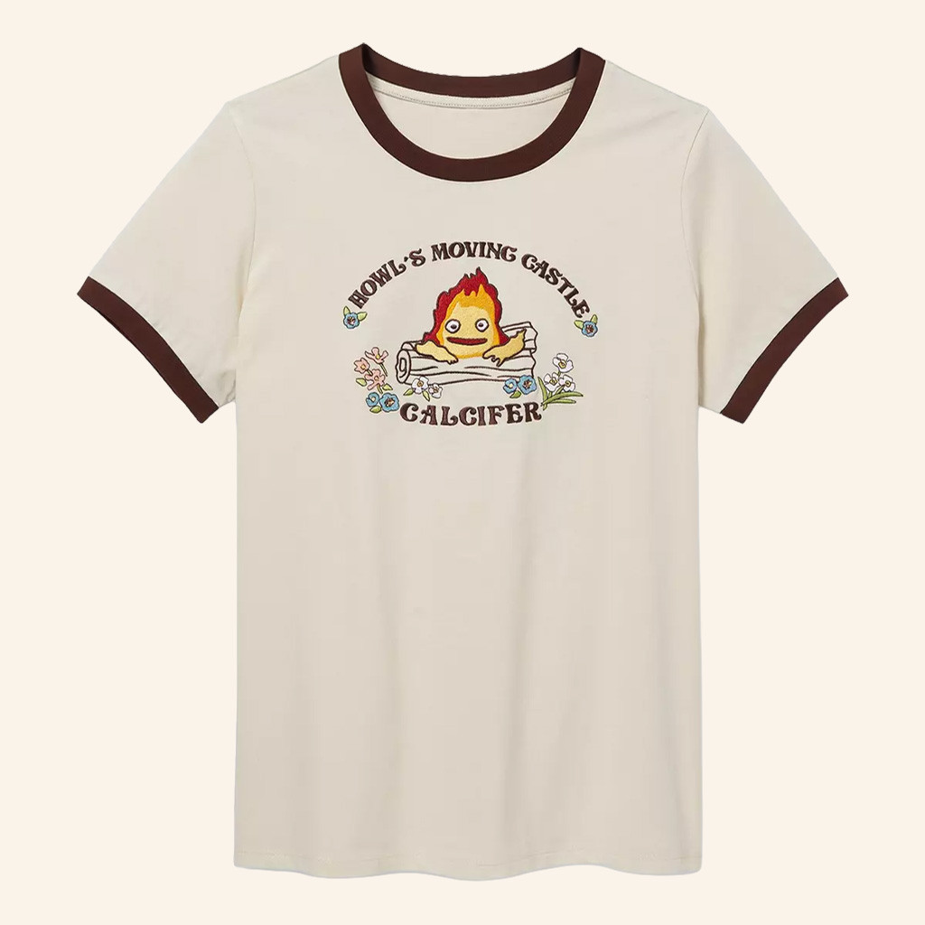 Studio Ghibli Merch Howl's Moving Castle Calcifer T-Shirt Birthday Ideas For Wife