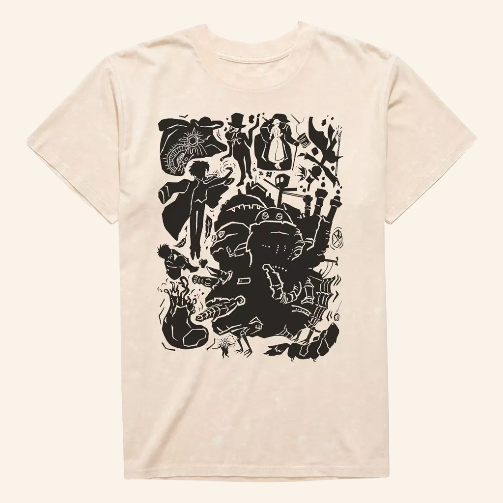 Studio Ghibli Merch Howl's Moving Castle Icons T-Shirt Best Gifts For Anime Lovers