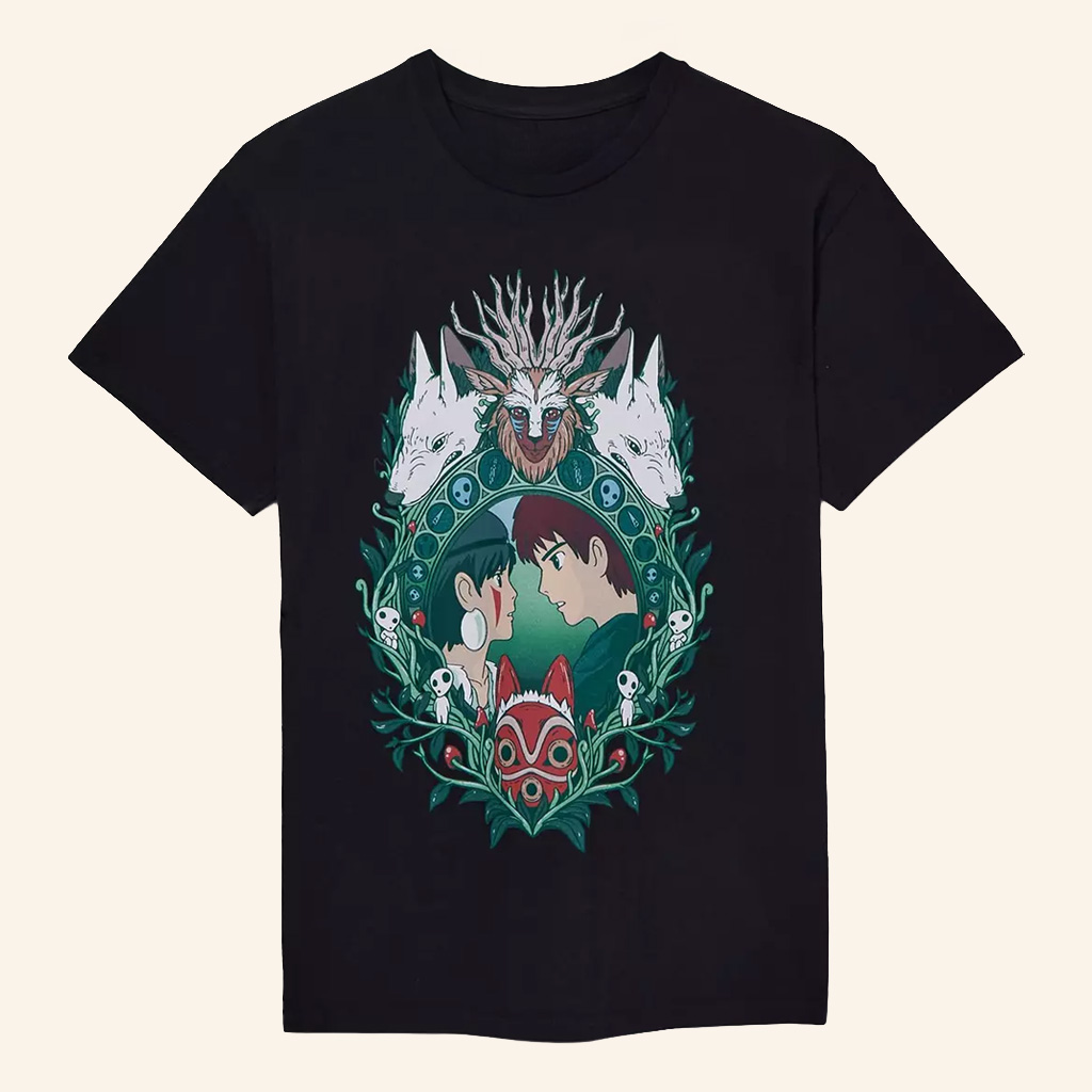 Studio Ghibli Merch Princess Mononoke Frame Portrait T-Shirt Gift Ideas For Anime Lovers