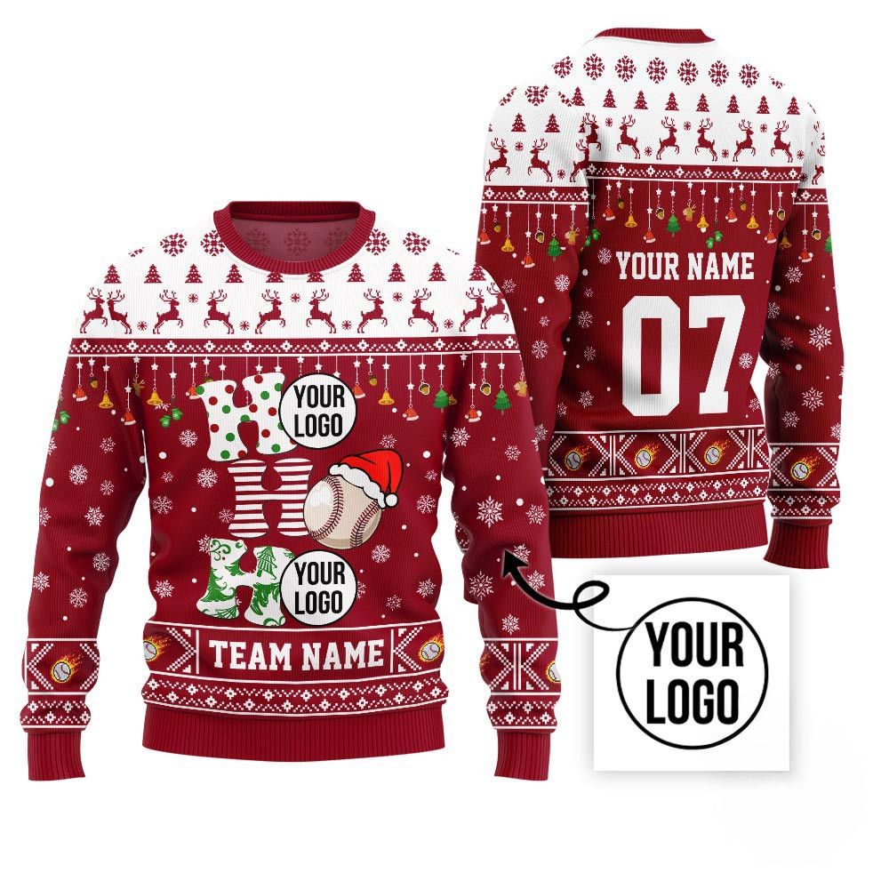 Stunning Baseball Team Custom Ugly Christmas Sweater Nice Christmas Sweaters For Men