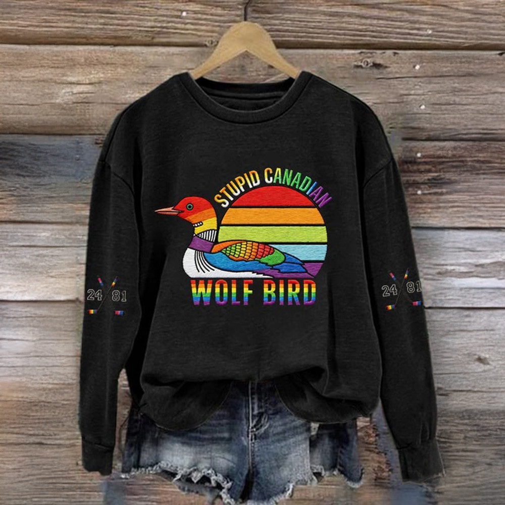 Stupid Canadian Wolf Bird 24 81 Sweatshirt Heated Rivalry Apparel LQBT Drama Gift Ideas