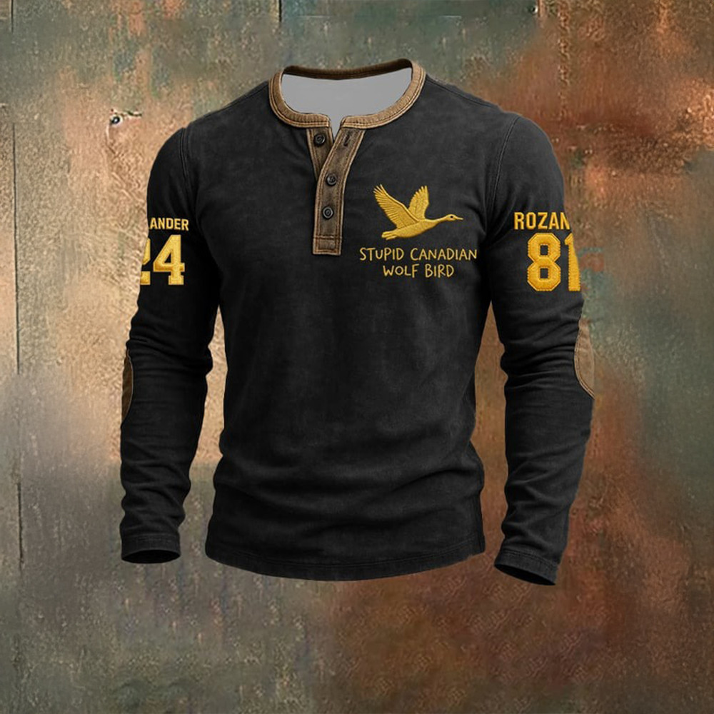 Stupid Canadian Wolf Bird Button Long Sleeve Shirt Heated Rivalry Merch Rozanov Lover Gifts