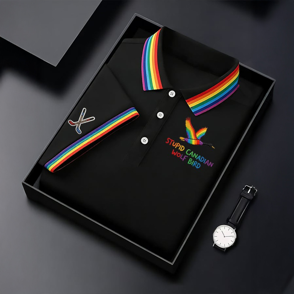 Stupid Canadian Wolf Bird Heated Rivalry Polo Shirt Heated Rivalry Clothes Gift Ideas For Fans