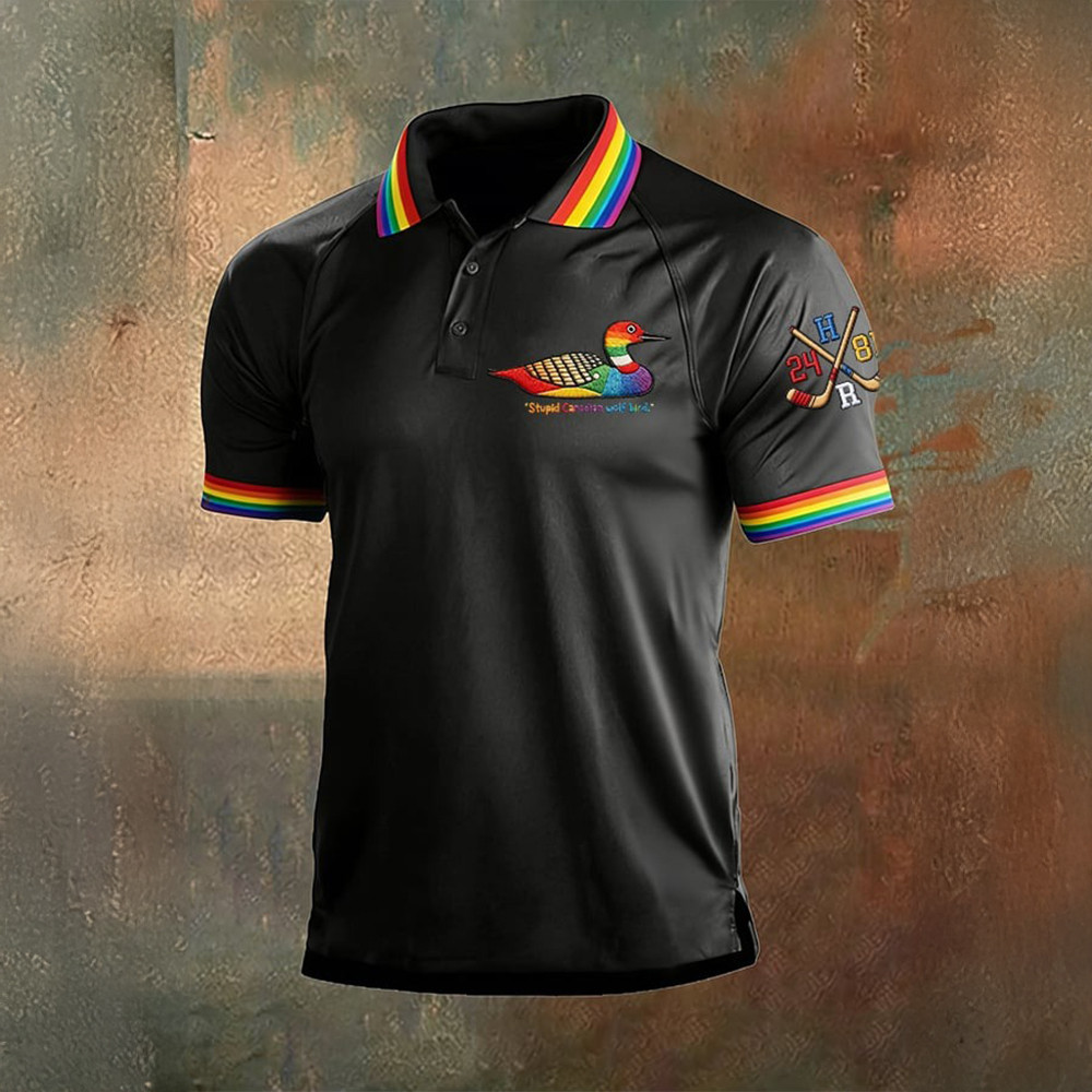 Stupid Canadian Wolf Bird Heated Rivalry Polo Shirt Heated Rivalry Shirt Hockey Romance Gifts