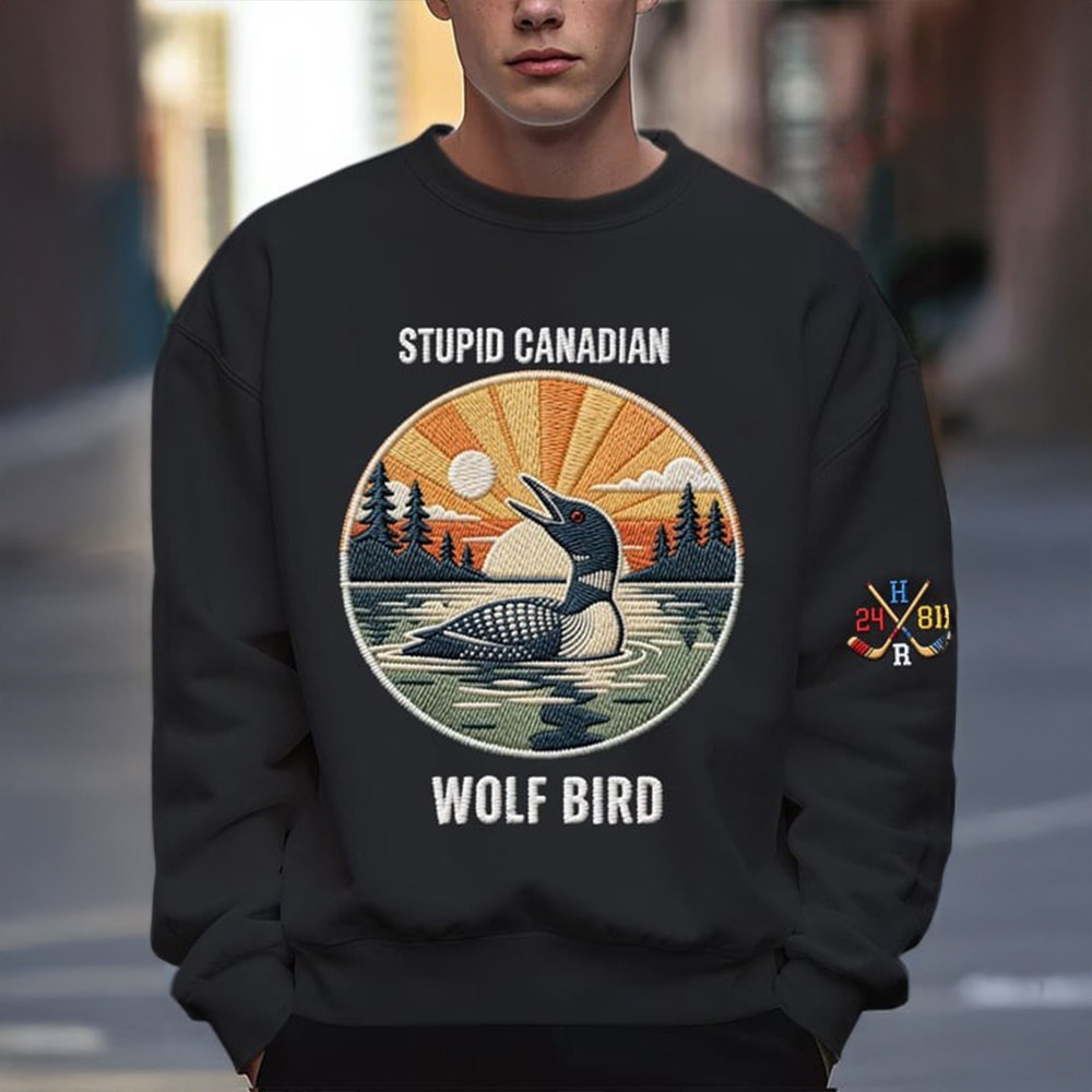 Stupid Canadian Wolf Bird Heated Rivalry Sweatshirt Game Day Heated Rivalry Clothing