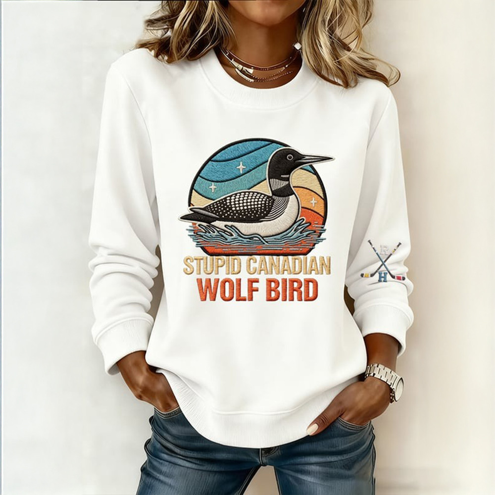 Stupid Canadian Wolf Bird Heated Rivalry Sweatshirt Ice Hockey Clothing Gift For Her