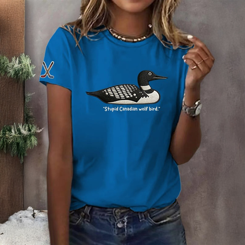 Stupid Canadian Wolf Bird Heated Rivalry T-Shirt Hockey Romance Shirt Hockey Gift For Her