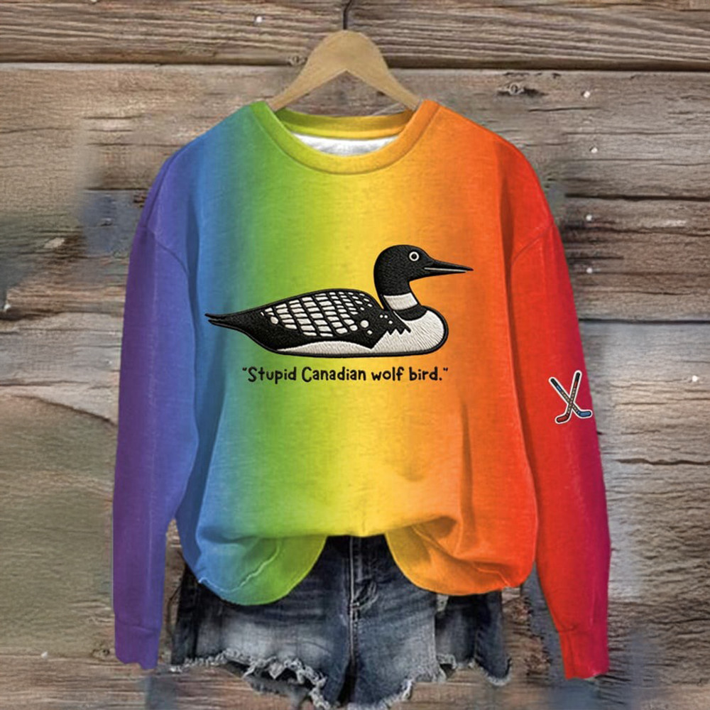 Stupid Canadian Wolf Bird Hockey Sweatshirt Heated Rivalry Apparel Gift Ideas For Girl