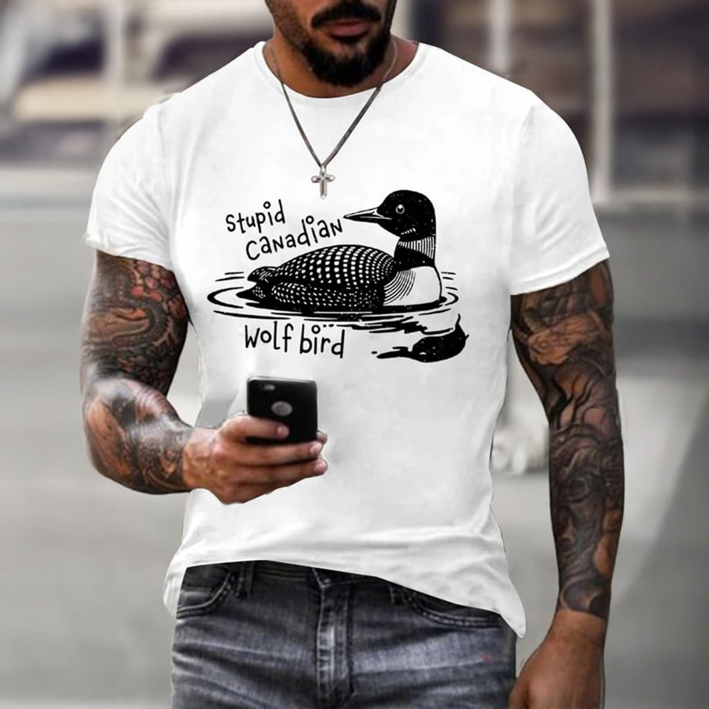 Stupid Canadian Wolf Bird Hockey T-Shirt Heated Rivalry Shirt Best Gift For Men