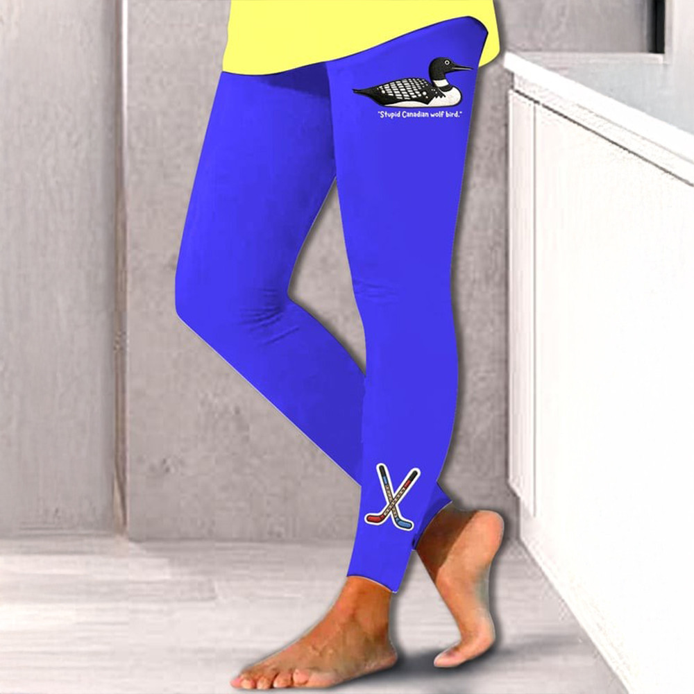 Stupid Canadian Wolf Bird Leggings Heated Rivalry Merchandise Hockey Gift For Wife