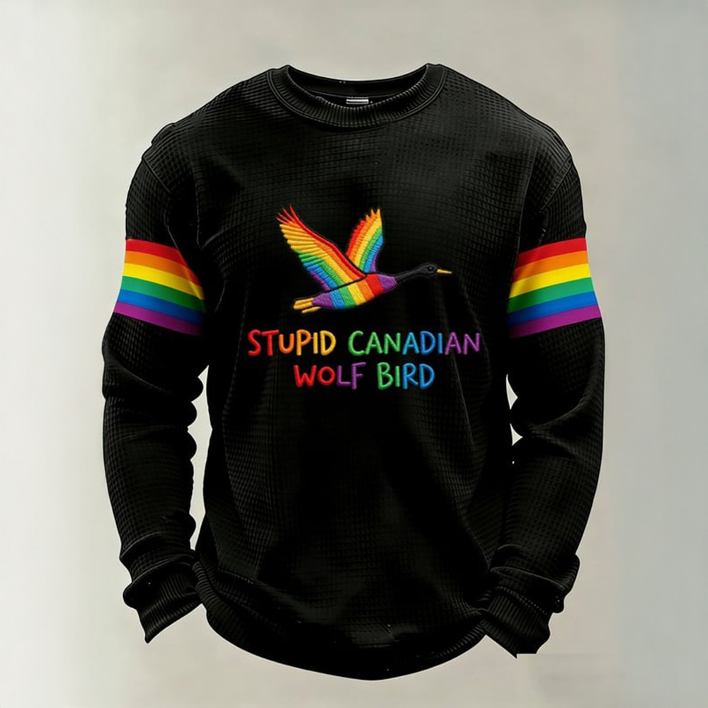 Stupid Canadian Wolf Bird Long Sleeve Shirt Heated Rivalry Apparel Hockey Player Gifts