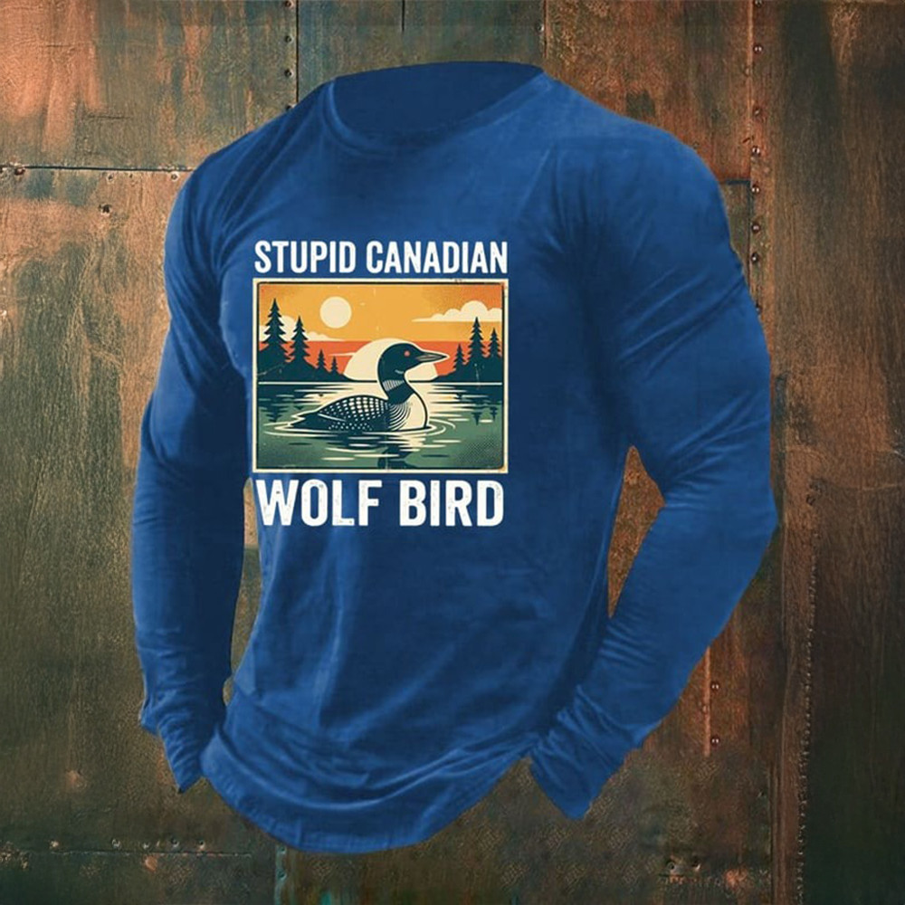 Stupid Canadian Wolf Bird Long Sleeve Shirt Heated Rivalry Merchandise Hockey Gift Ideas