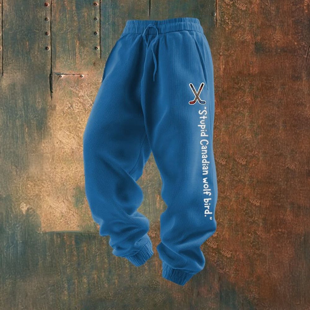 Stupid Canadian Wolf Bird Sweatpants Heated Rivalry Clothing Hockey Fan Merch