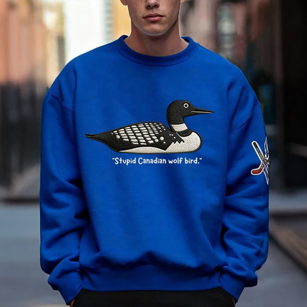 Stupid Canadian Wolf Bird Sweatshirt Heated Rivalry Clothing Line Gift For Brothers