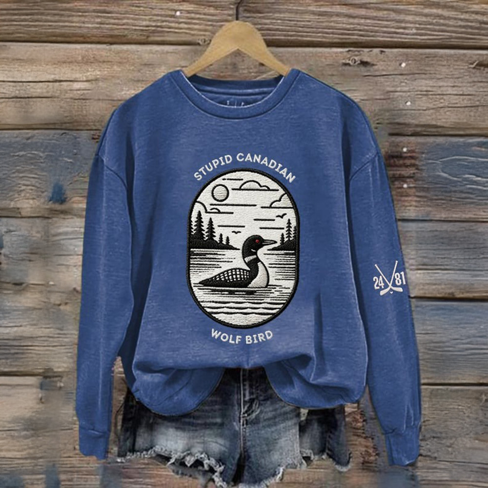 Stupid Canadian Wolf Bird Sweatshirt Hockey Romance Heated Rivalry Clothing Gift For Her
