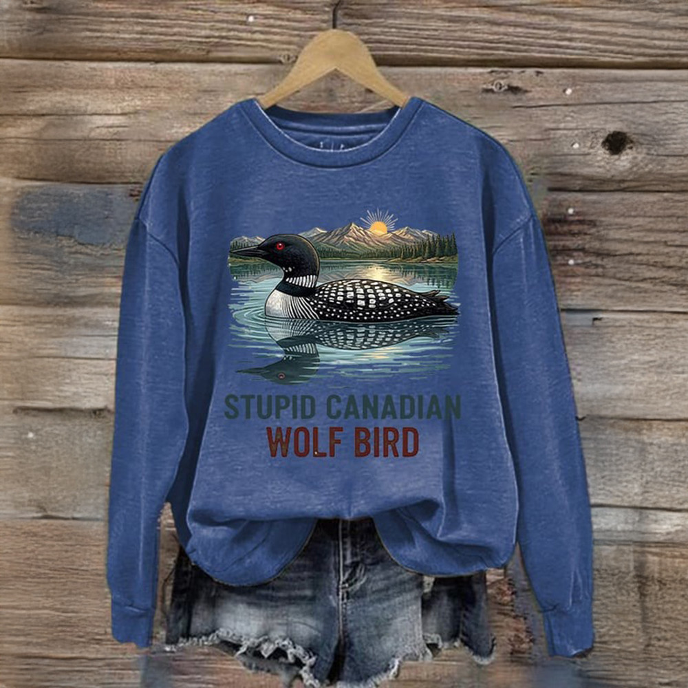 Stupid Canadian Wolf Bird Sweatshirt Hockey Romance Heated Rivalry Merch Gift For Wife