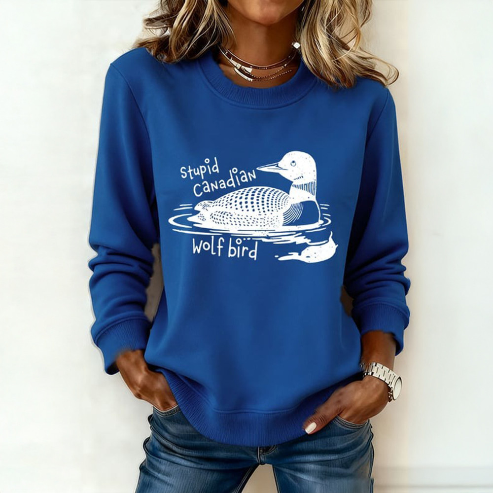 Stupid Canadian Wolf Bird Sweatshirt Hockey Themed Heated Rivalry Merchandise