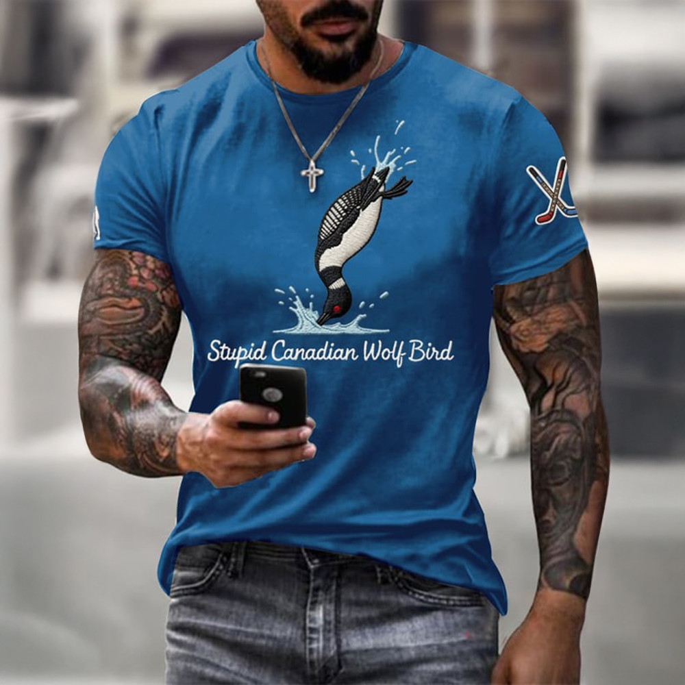 Stupid Canadian Wolf Bird T-Shirt Heated Rivalry Clothes Gifts For Boyfriend