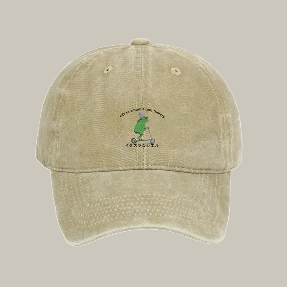 Stupid Frog Off To Commit Washed Cap Humorous Baseball Cap Funny Frog Gifts