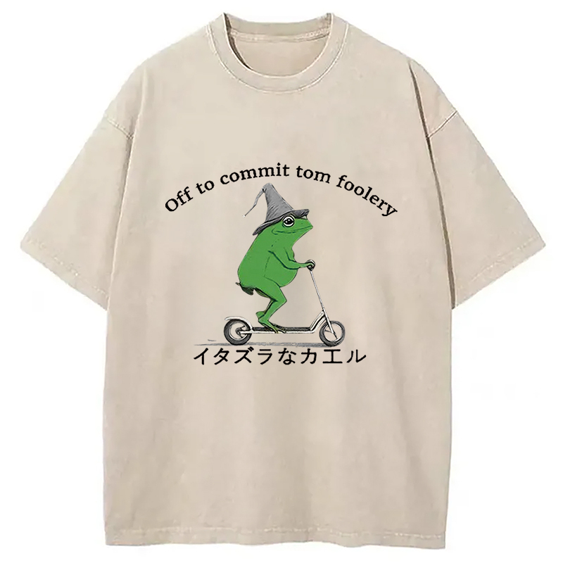 Stupid Frog Washed T-Shirt Retro Streetwear Graphic Top Gifts For Best Friend