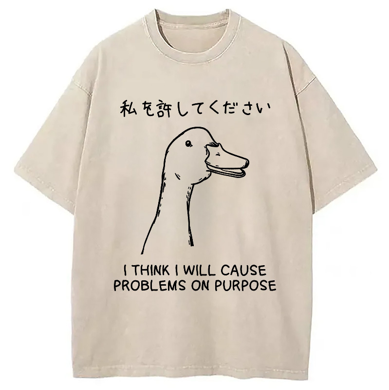 Stupid Goose Funny Japan Washed T-Shirt Funny Aesthetic Trendy Apparel Gifts For Friends