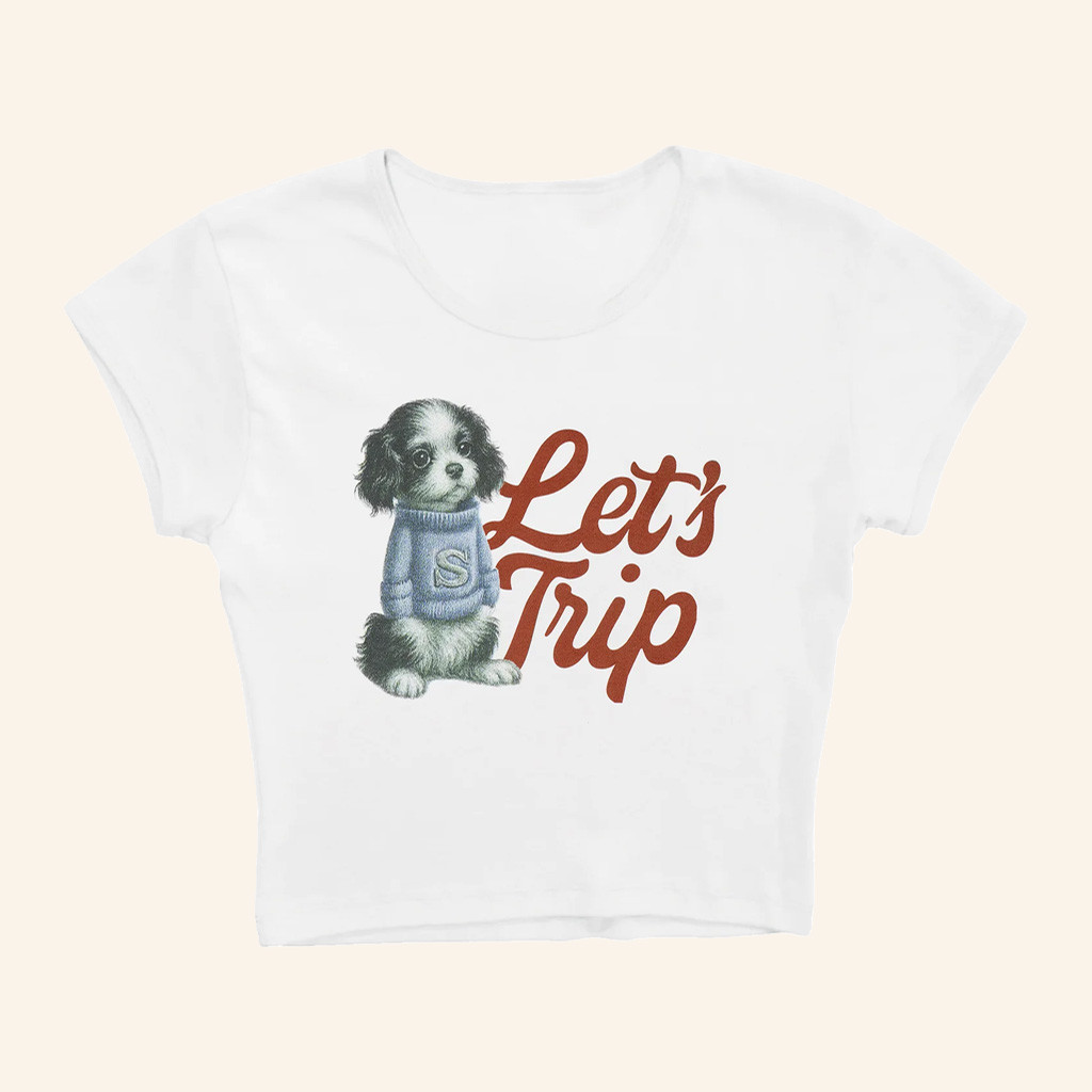 Sturniolo Triplets Merch Let's Trip Puppy Baby Crop Tee Gifts For Girlfriend Sturniolo Triplets Merch Let's Trip Puppy Baby Crop Tee Gifts For Girlfriend
