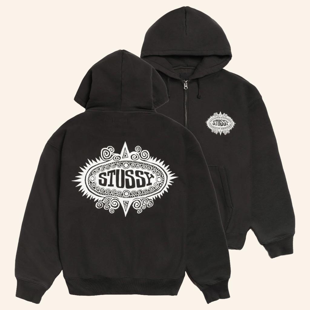 Stussy Merch Mantra Zip Hoodie Stussy Hoodie Black Birthday Ideas For Him Stussy Merch Mantra Zip Hoodie Stussy Hoodie Black Birthday Ideas For Him