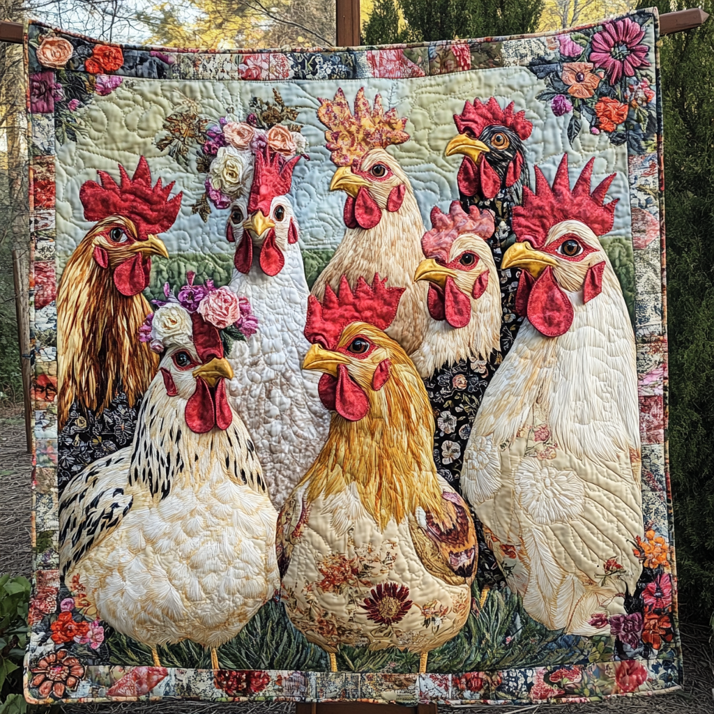 Stylish Hens Quilted Blanket Winter Decor Blanket Patriotic Christmas Gifts
