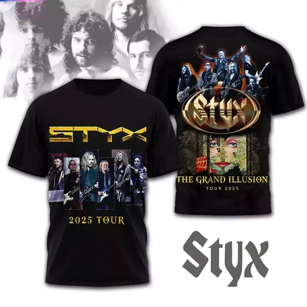 Styx Band The Grand Illusion Tour 2025 T-Shirt Best Gift For Fans