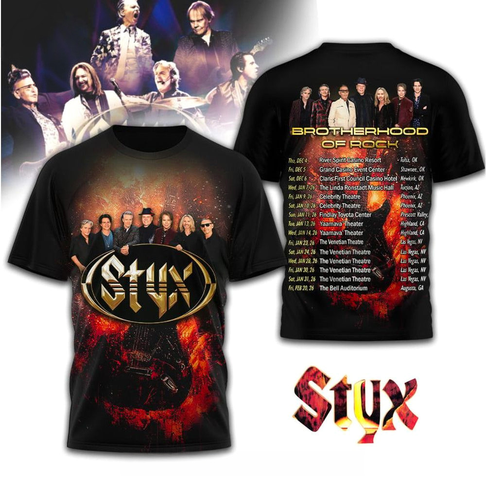 Styx Brotherhood Of Rock T-Shirt Styx Merch Birthday Gift Ideas For Rock Lovers