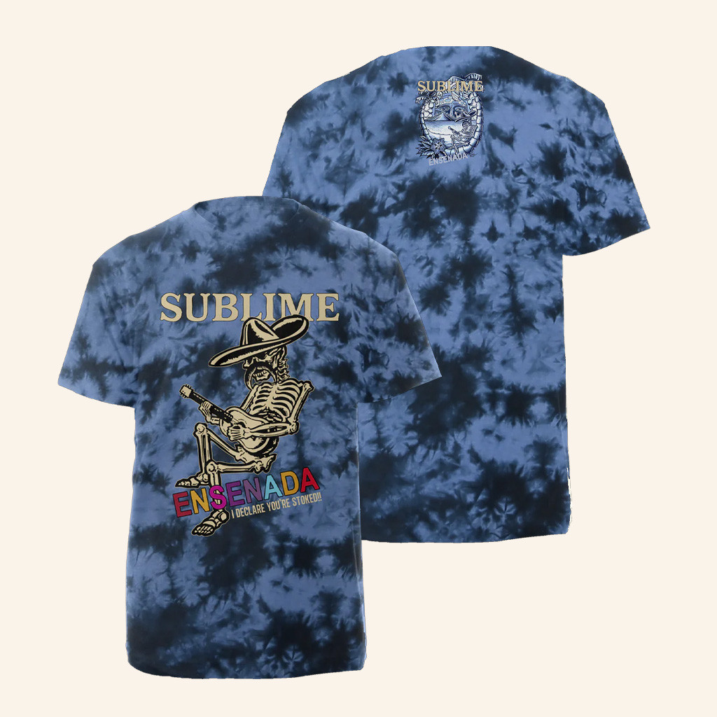 Sublime LBC Merch Ensenada Skeleton Blue Tie Dye T-Shirt Sublime Shirt Gifts For Son