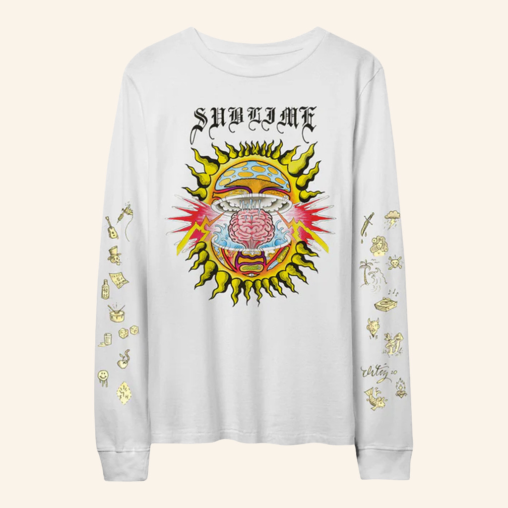 Sublime Merch Mind Blown Sun White Long Sleeve T-Shirt Birthday Presents For Boyfriend Sublime Merch Mind Blown Sun White Long Sleeve T-Shirt Birthday Presents For Boyfriend