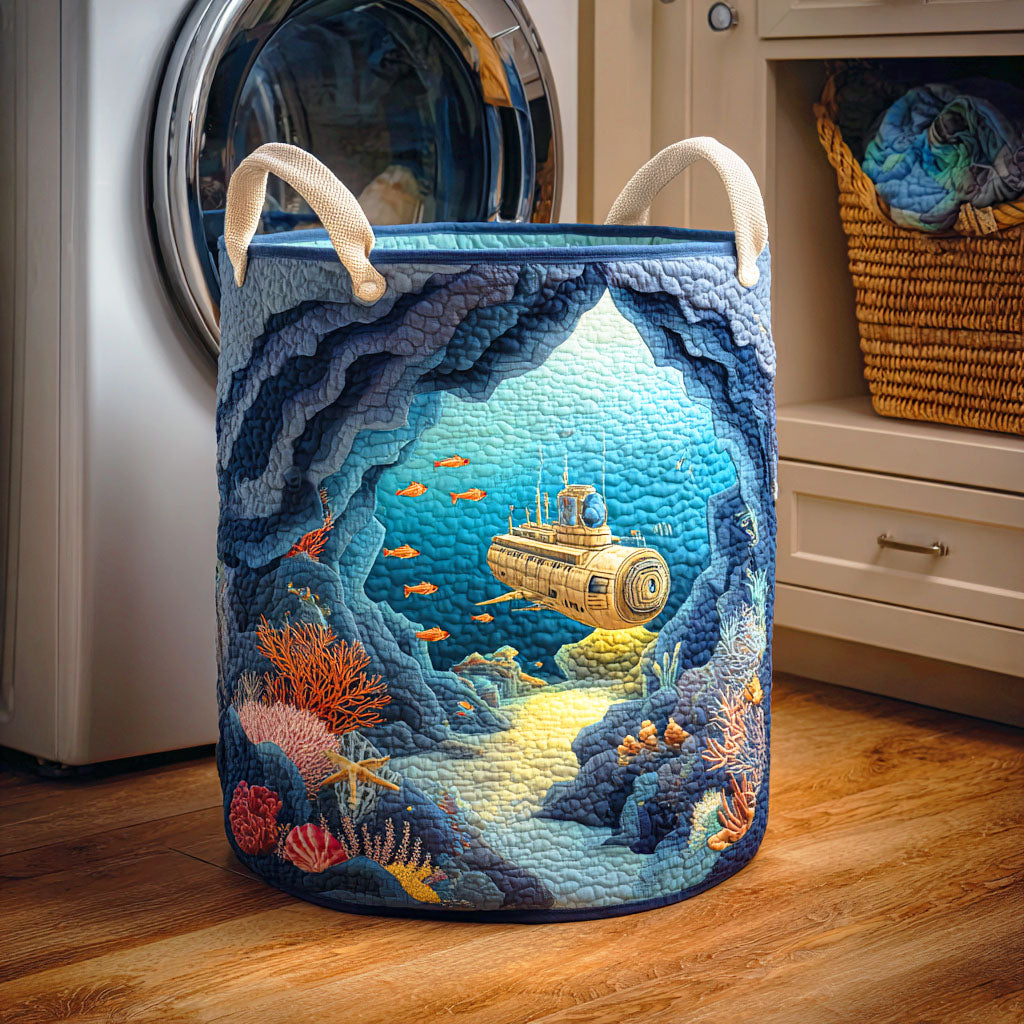 Submarine Passage Quilted Laundry Basket Lovely Quilted Laundry Basket Gift for Mom or Grandma