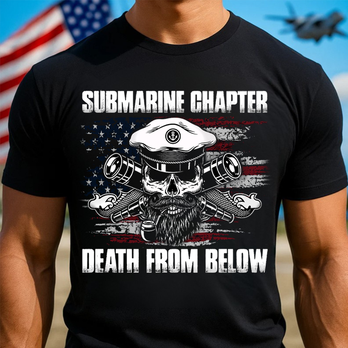 Submarine Veteran Skull Shirt Death From Below Navy Military Chapter Tee Gift for Veterans Day