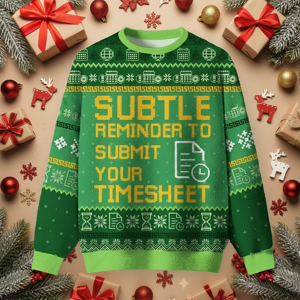 Subtle Reminder To Submit Your Timesheet Ugly Christmas Sweater Winter Apparel Xmas Gift Ideas Subtle Reminder To Submit Your Timesheet Ugly Christmas Sweater Winter Apparel Xmas Gift Ideas