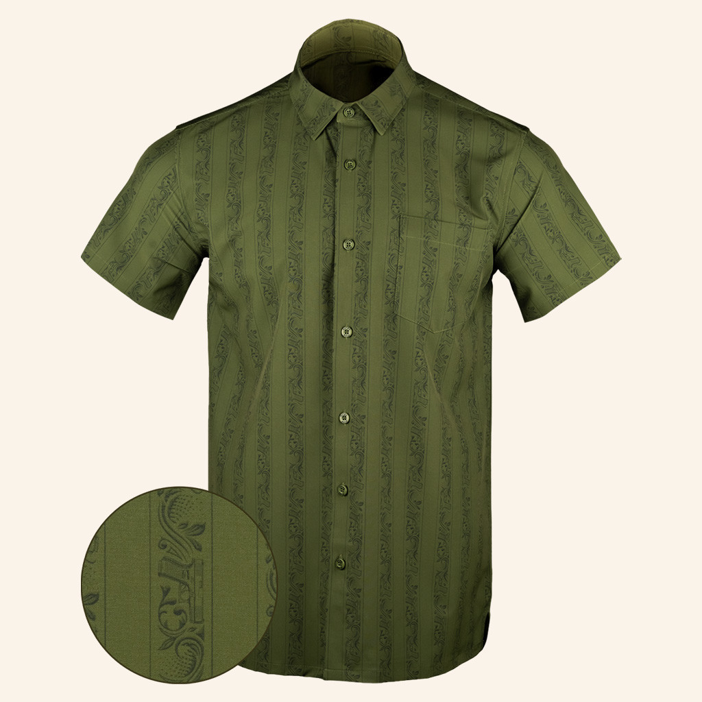 Subtle Series OD Green Button Down Shirt Gun Print Hawaiian Shirt Present For Dad