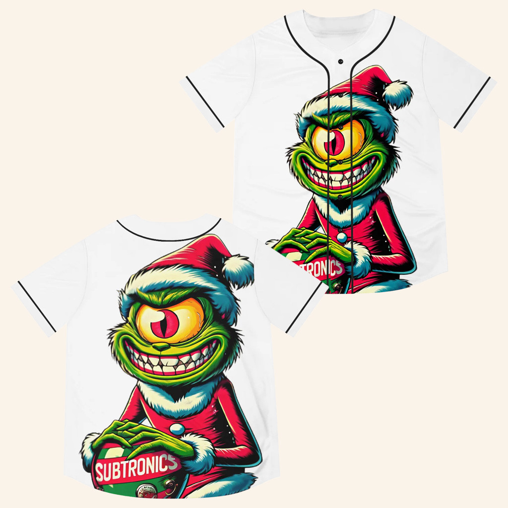 Subtronics Merch Subtronics Holiday Grinch Jersey Rave Jersey EDM Apparel Xmas Gifts For Him