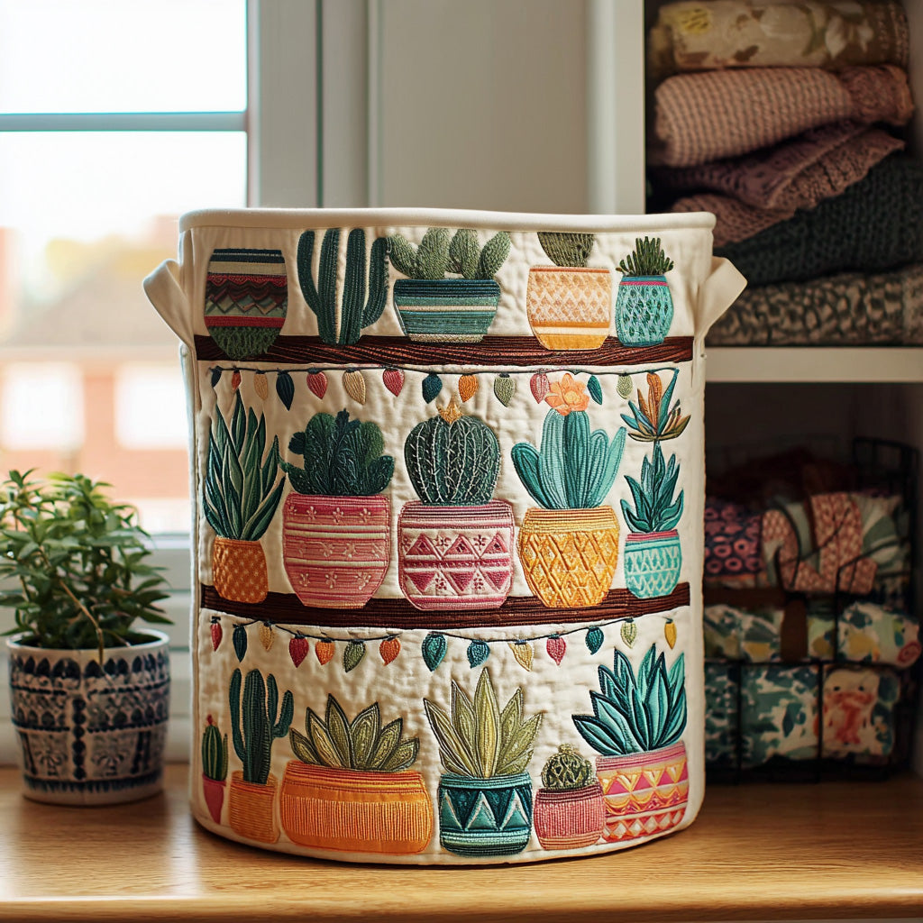 Succulent Dreams Quilted Laundry Basket Spring Merch Pick