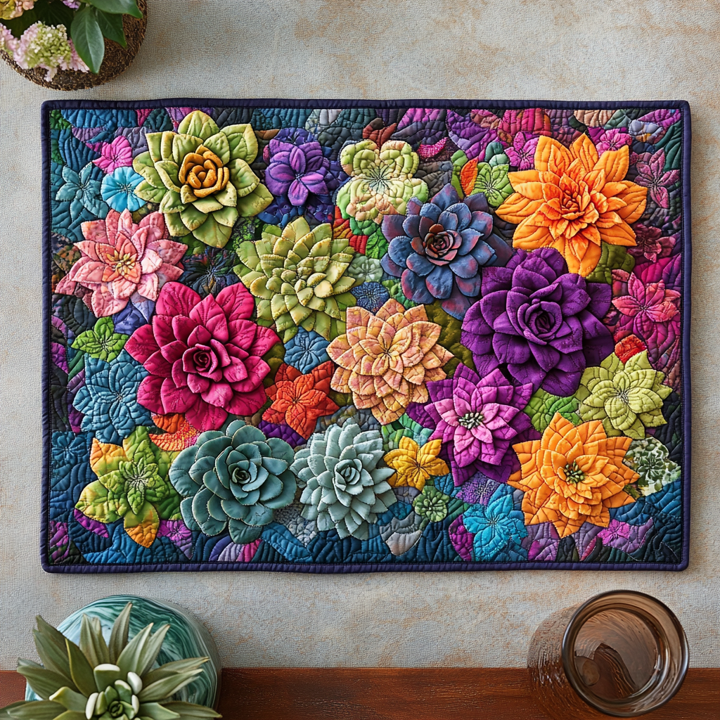 Succulent Garden Quilted Place Mat Dining Room Decor Christmas Gift For Son