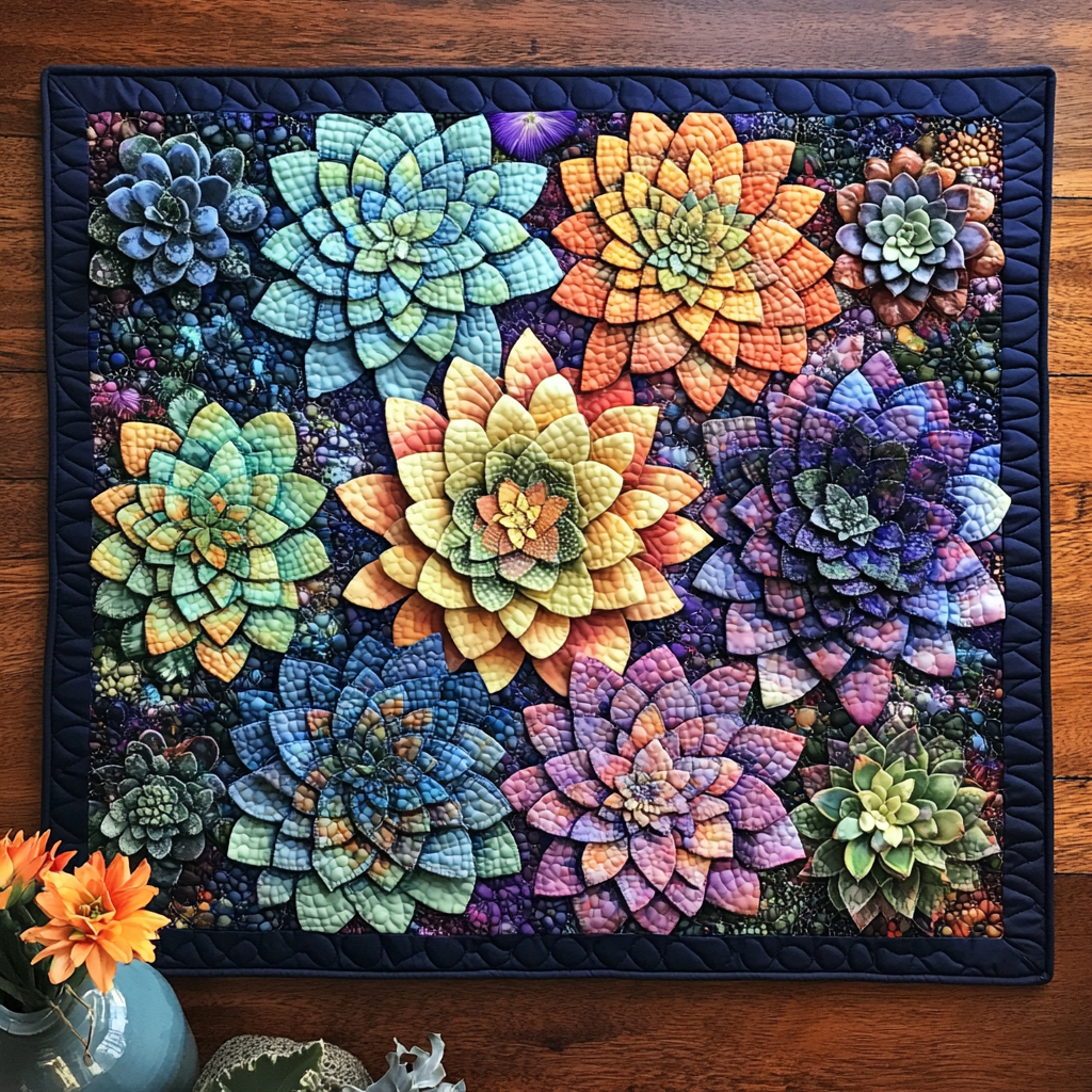 Succulent Garden Quilted Place Mat Dining Table Decor Grandma And Grandpa Christmas Ornaments