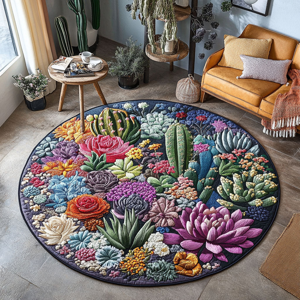Succulent Quilted Round Mat Entry Way Ideas Cactus Birthday Gift