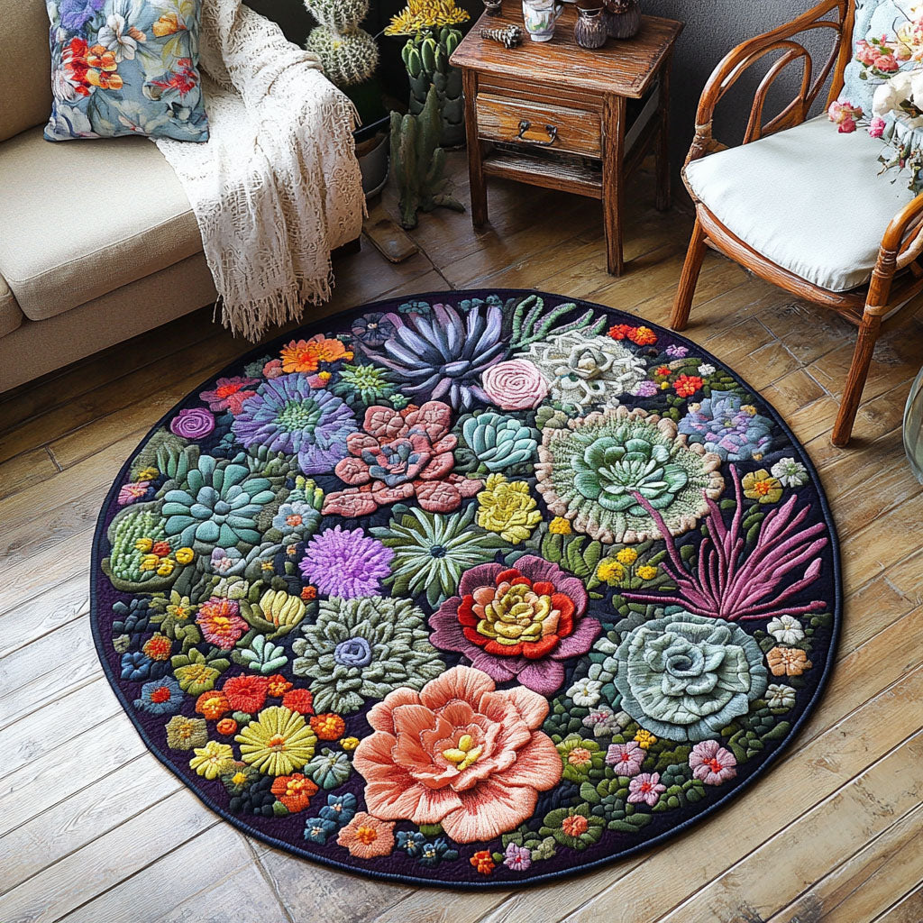 Succulent Quilted Round Mat Foyer Decor Ideas Cactus For Birthday Gift