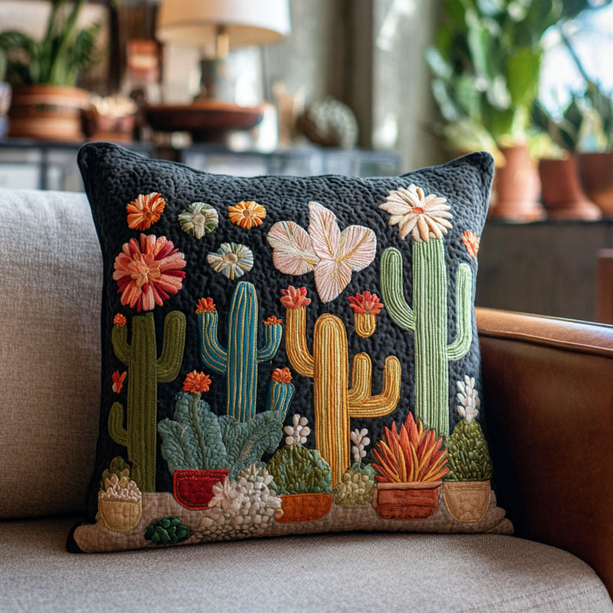 Succulent Spark Quilted Pillow Case Throw Pillow Case Covers Best Cactus Gifts