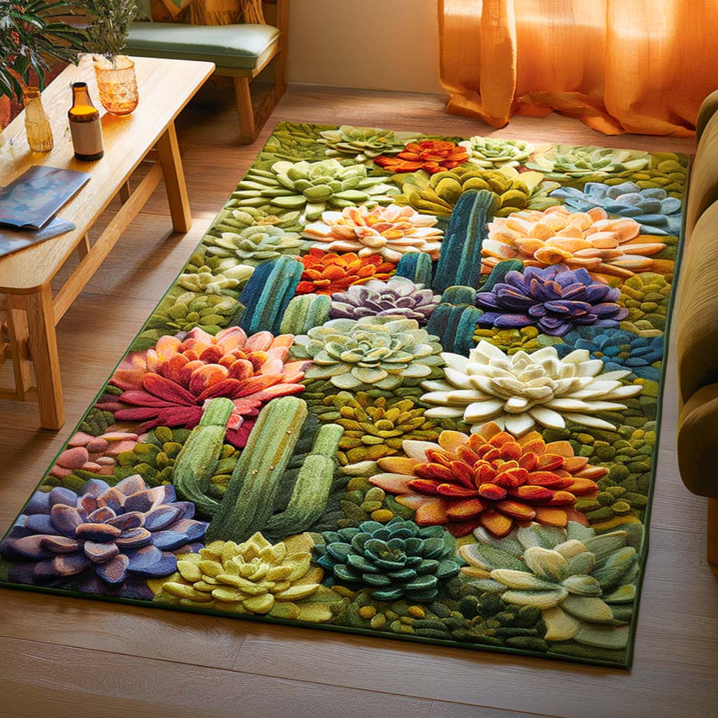 Succulent Spirit Area Rug Outdoor Decor Best Cactus Gifts