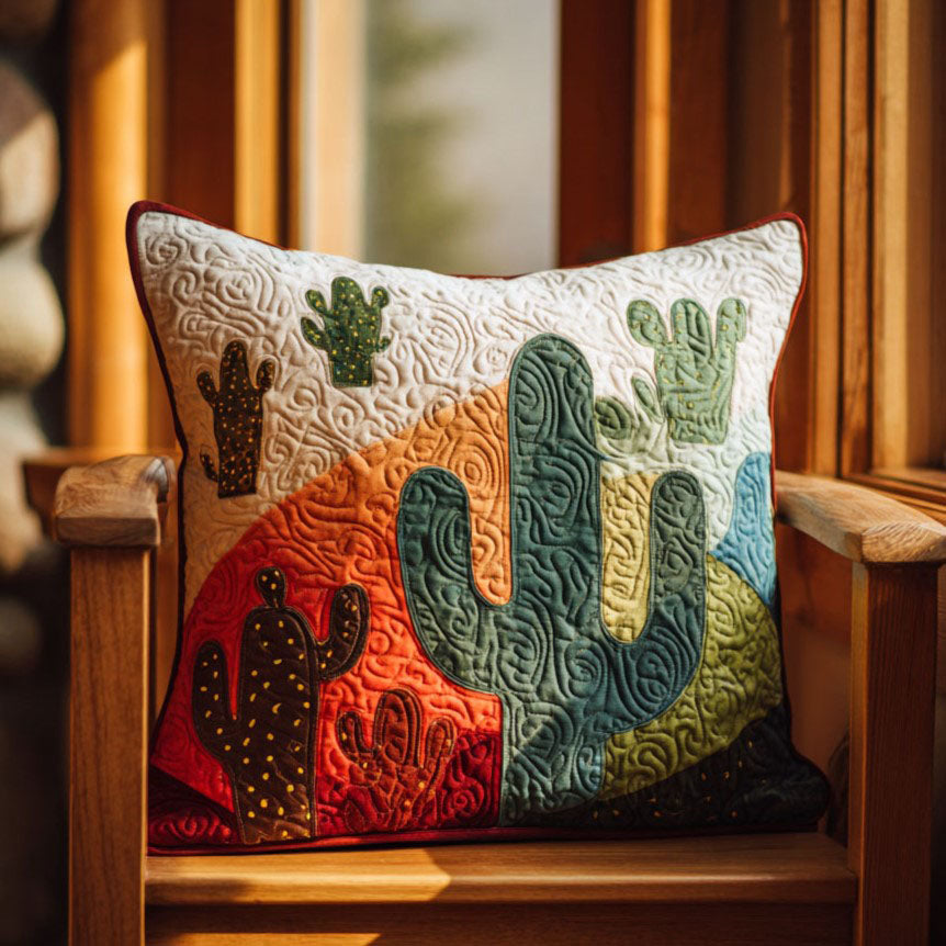 Succulent Spirit Quilted Pillow Case Decorative Throw Pillow Covers Cactus For Birthday Gift