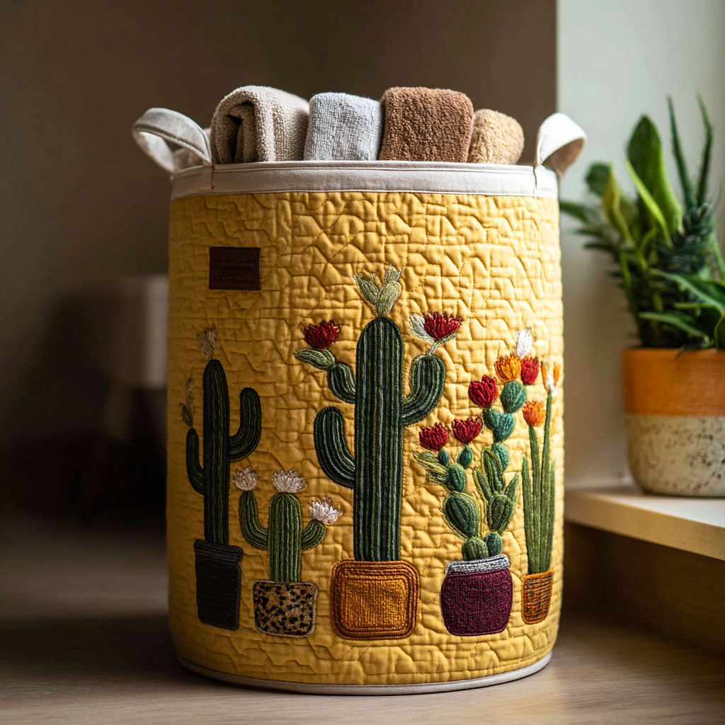 Succulent Sunset Quilted Laundry Basket Holiday Merch Gift